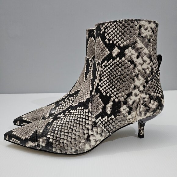 Michael Michael Kors Kadence Ankle Bootie Snake Embossed Gray Brown Womens 9.5 - Picture 1 of 16